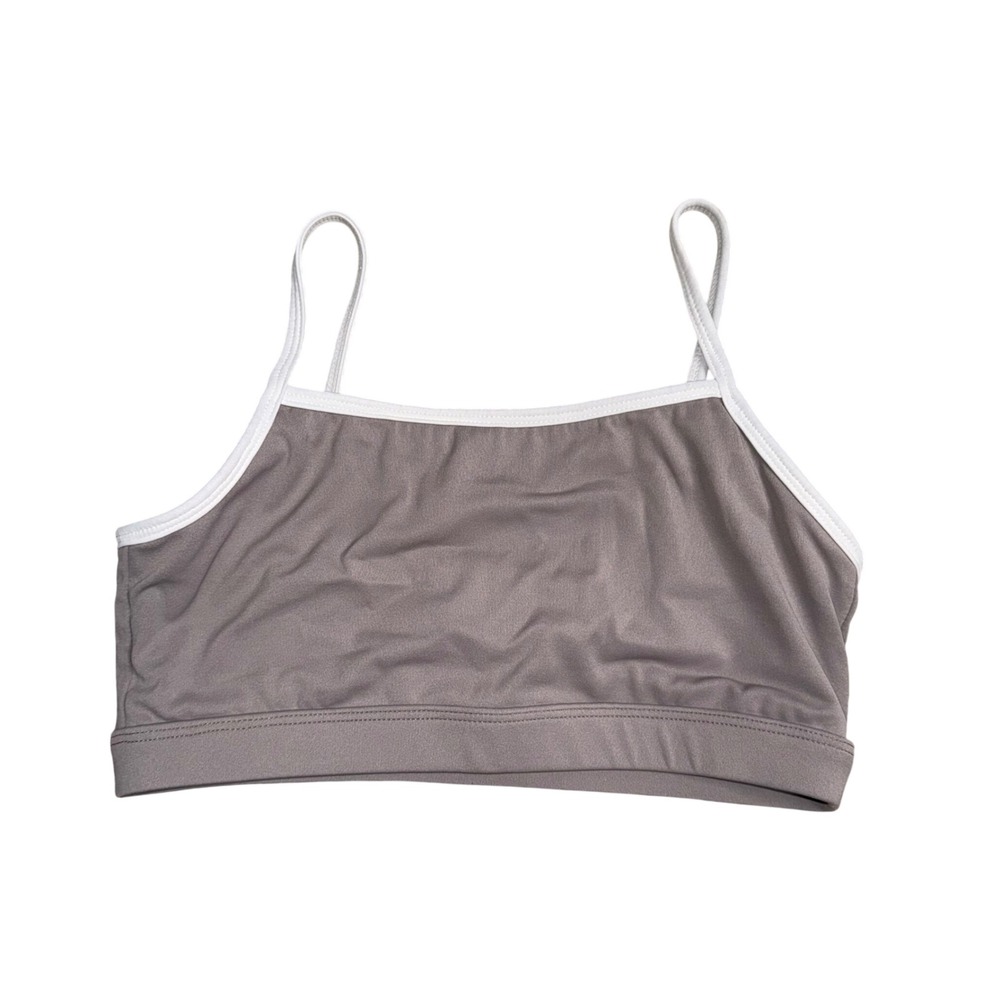 Kosha Fit Sports Bra Womens Small Taupe Grey Excellent Contrast Trim Activewear